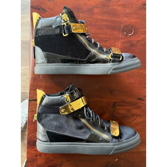 Giuseppe Zanotti Coby High top zip lace up sneakers black velvet size 42 men main image 6